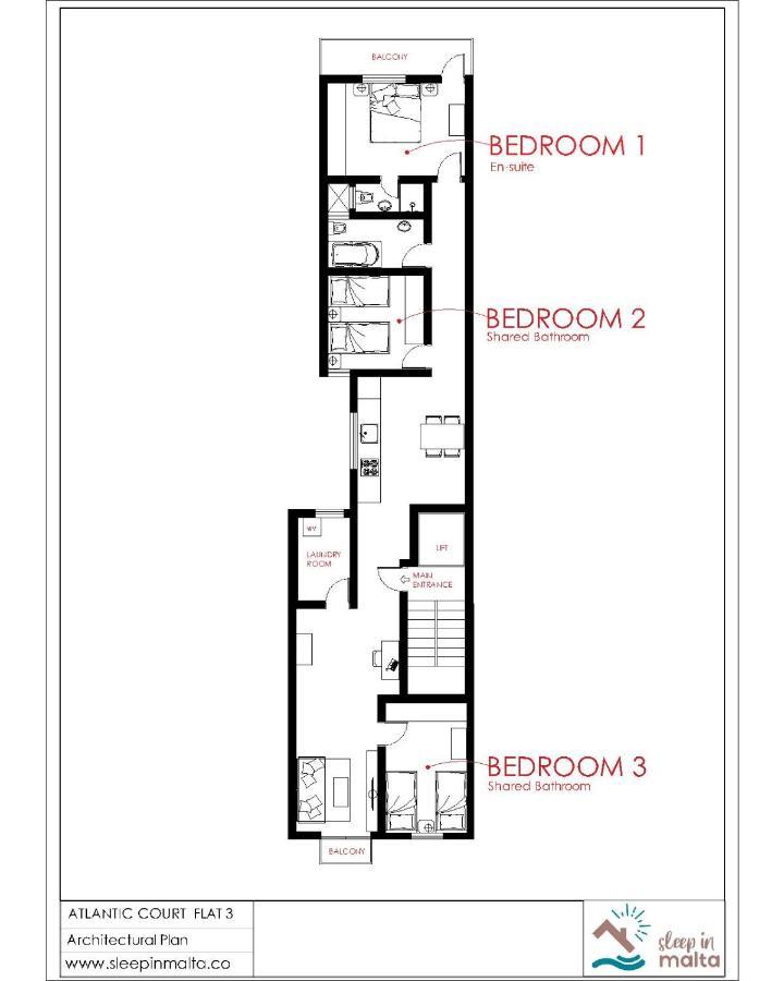 F3 Room 2, Private Room Two Single Beds Shared Bathroom Мсіда Екстер'єр фото